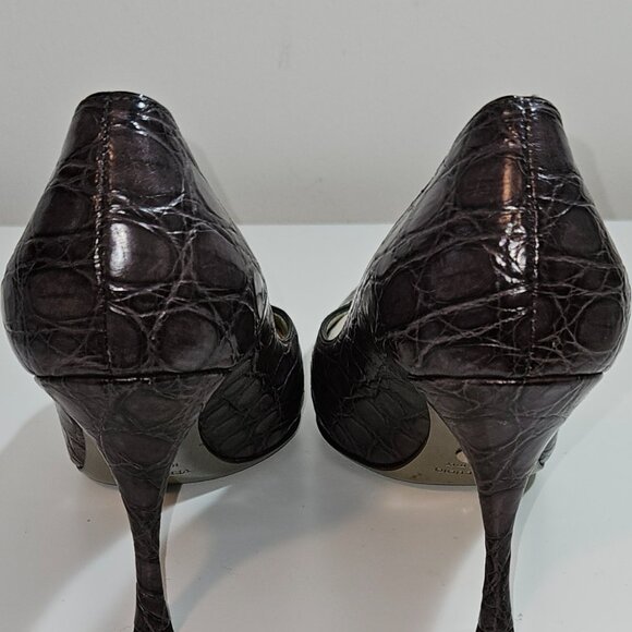 Dolce & Gabbana Dark Gray Crocodile Pumps - Picture 3 of 7